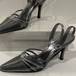 Valerie Stevens Metallic Silver Heels